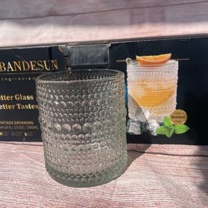 READ!!!! Embossed Glassware Set of 6, 13oz clear. New in box
